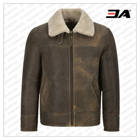 Men Old Fashion Brown Shearling Jacket - Fashion Leather Jackets USA - 3AMOTO