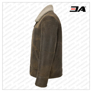 Men Old traditional Brown Shearling Jacket