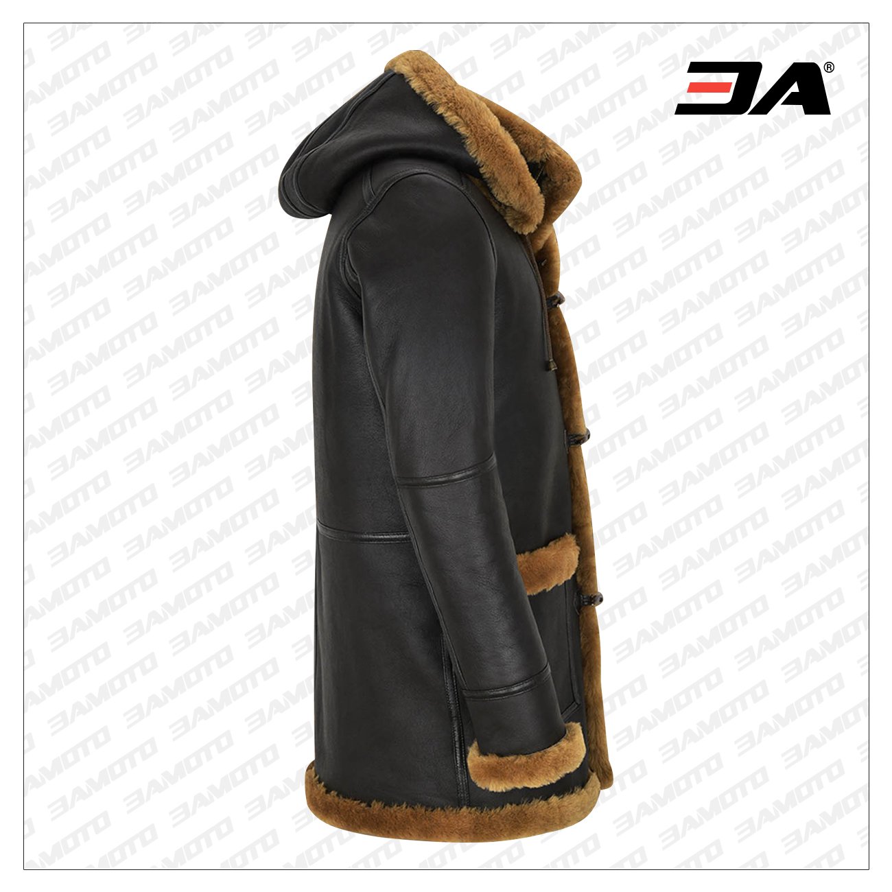 Men Shearling Coat with Hoodie