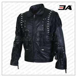 Leather Jacket With Round Studs