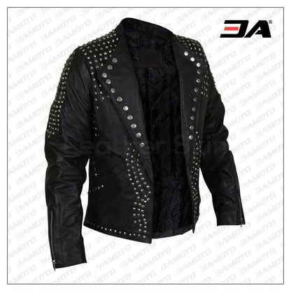 Men Black Jacket With Spikes