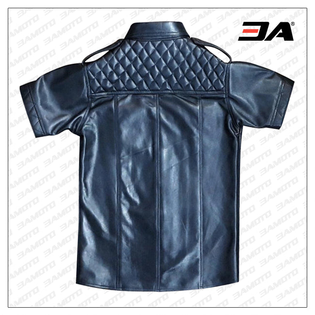 Men Black Leather Shirt for Sale