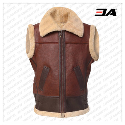 Men Brown Shearling Leather Vest