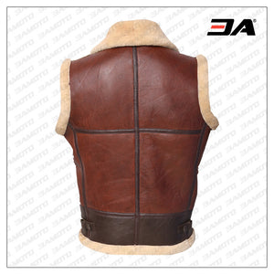 Men Brown Shearling Leather Vest