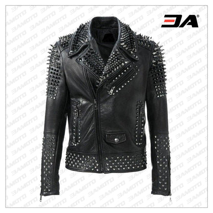 Men Make to Order Rock Punk Studded Jacket Moto Biker Jacket - 3A MOTO LEATHER