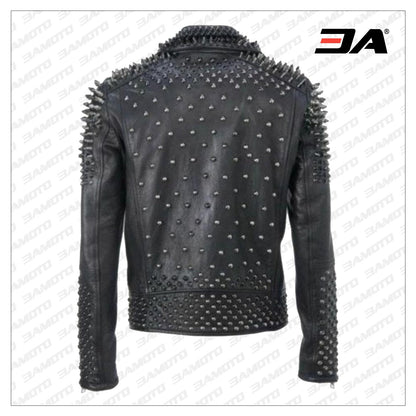 Men Make to Order Rock Punk Studded Jacket Moto Biker Jacket - 3A MOTO LEATHER