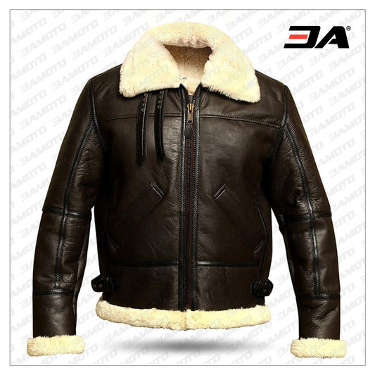 Men's B3 Shearling Aviator Winter Jacket - Sheepskin Bomber Jacket - Fashion Leather Jackets USA - 3AMOTO