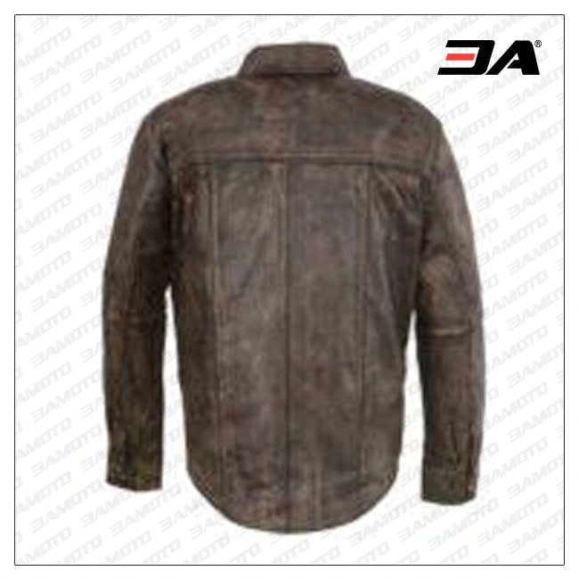 destressed leather shirt for sale