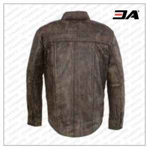 destressed leather shirt for sale