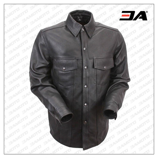 Men's Milestone Leather Shirt - 3amoto shop