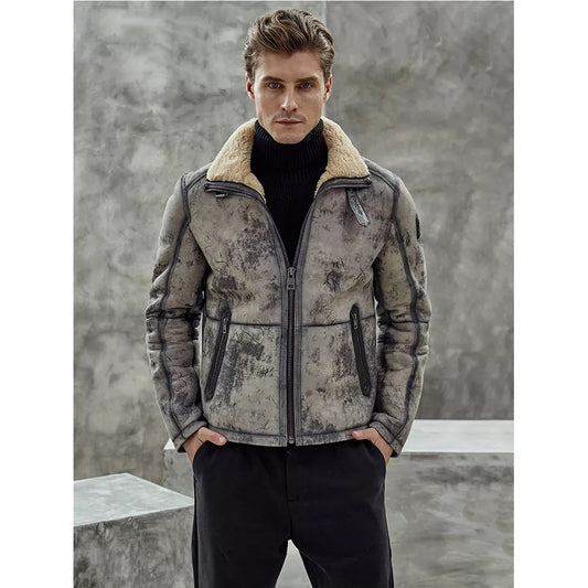 Men’s Aviator B3 Flight Fur Bomber Premium Shearling Coat Jacket 2022 - Fashion Leather Jackets USA - 3AMOTO