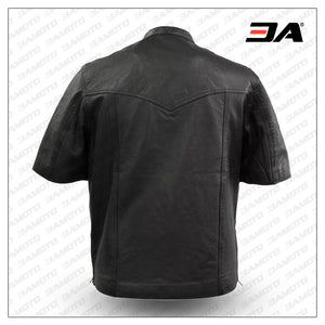Short Sleeve Leather Shirt for Men