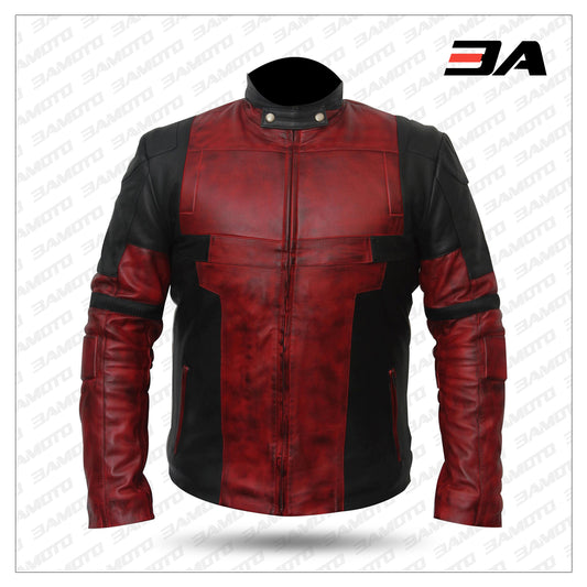 Men’s Deadpool Leather Motorcycle Jacket For Bikers - Fashion Leather Jackets USA - 3AMOTO