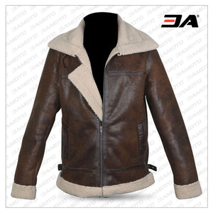 Men's Premium Brown B3 Shearling Jacket - Bomber Leather Jacket