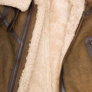 Men's Tan Sheepskin B3 Bomber Flight Aviator Jacket