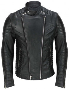 Men’s Vintage Designer Quilted Panel Style Sheep Leather Fashion Biker Jacket