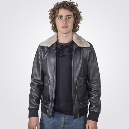 Men's A2 Aviator Sheepskin Leather Flight Bomber Jacket