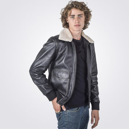 Men's A2 Aviator Sheepskin Leather Flight Bomber Jacket