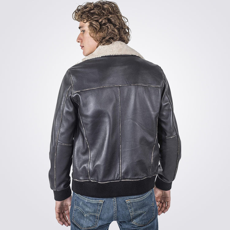 Men's A2 Aviator Sheepskin Leather Flight Bomber Jacket