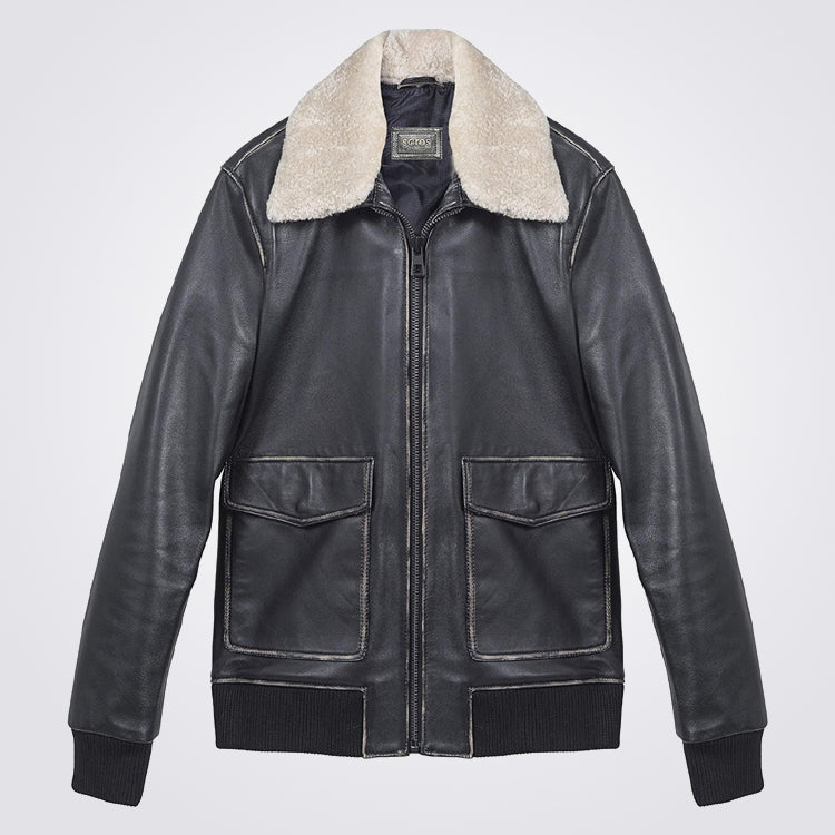 Men's A2 Aviator Sheepskin Leather Flight Bomber Jacket