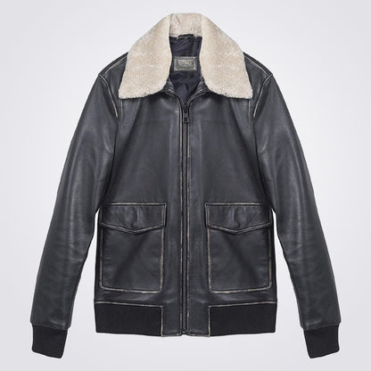 Men's A2 Aviator Sheepskin Leather Flight Bomber Jacket