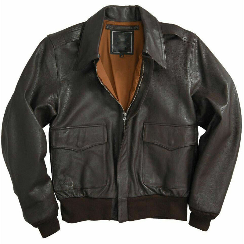 Men's Air Force A-2 Leather Flight Bomber Jacket