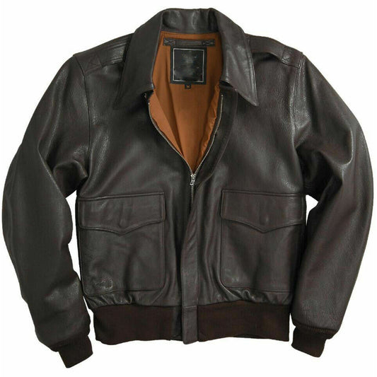 Men's Air Force A-2 Leather Flight Bomber Jacket - 3amoto shop