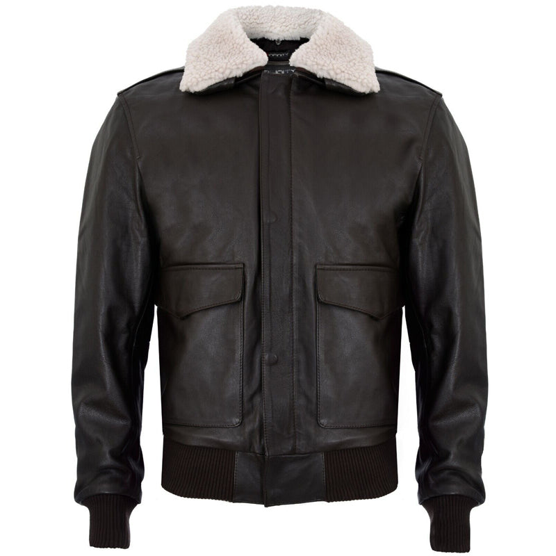 A2 Aviator Flight Military Pilot Bomber Brown Leather Jacket