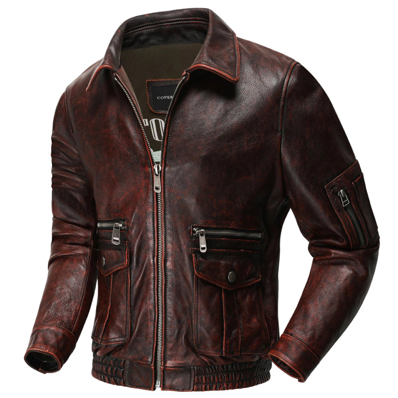 Mens Air Force Flight Genuine Leather Bomber Jacket