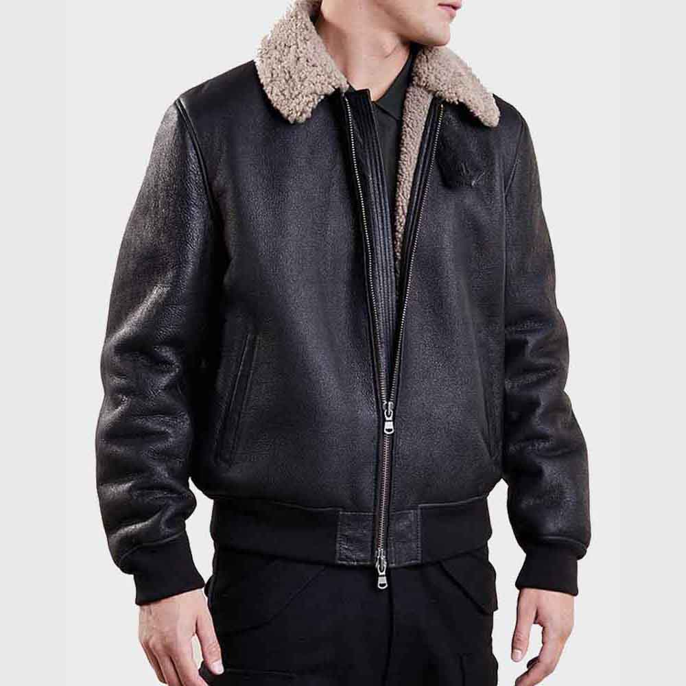 Mens Aviator Black Bomber Jacket