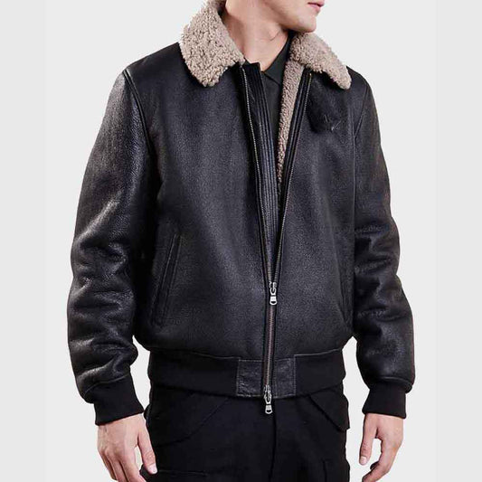 Mens Aviator Black Bomber Jacket - 3amoto shop