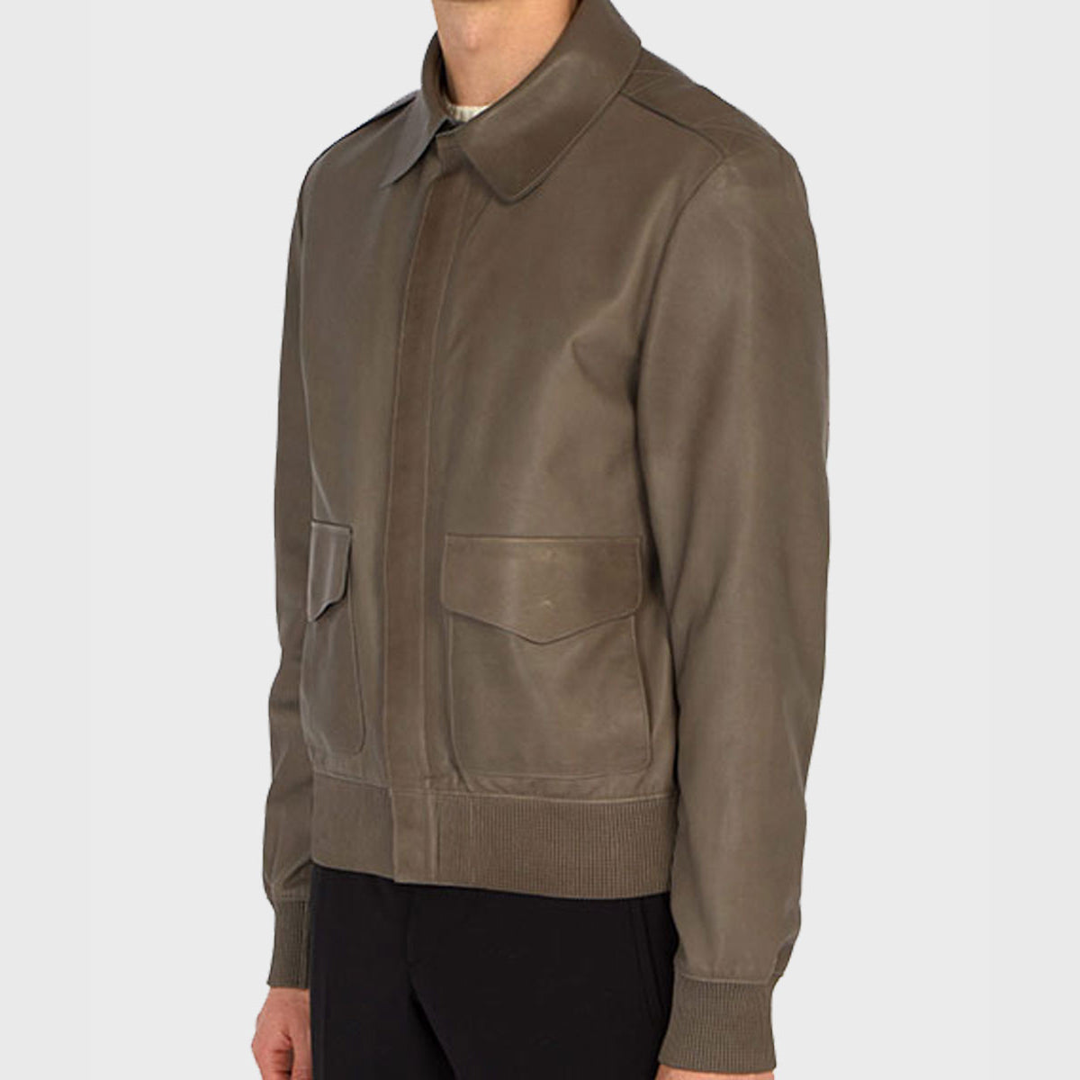 Mens Aviator Bomber Leather Jacket