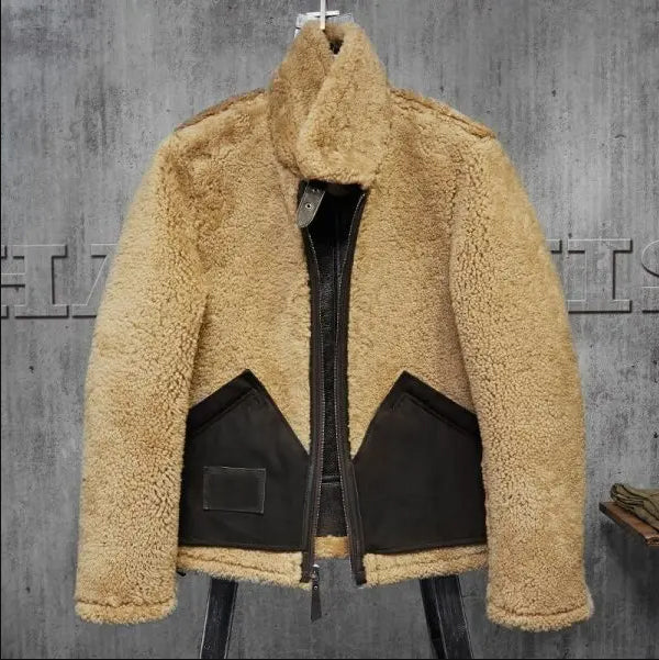 Mens Aviator Brown Shearling Jacket