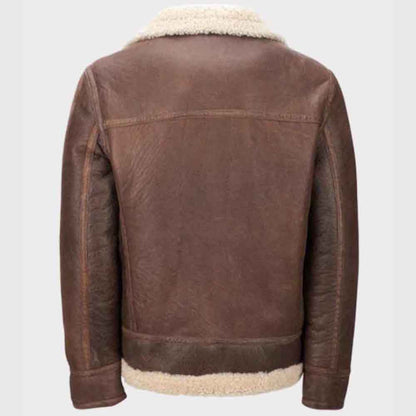 Mens Aviator Light Brown Shearling Leather Jacket