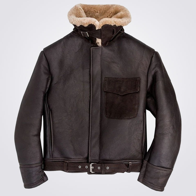 Mens Aviator RAF B2 Sheepskin Shearling Bomber Jacket Coat