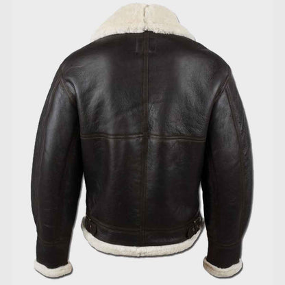 Mens Aviator Shearling B3 Black Leather Jacket