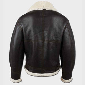 Mens Aviator Shearling B3 Black Leather Jacket