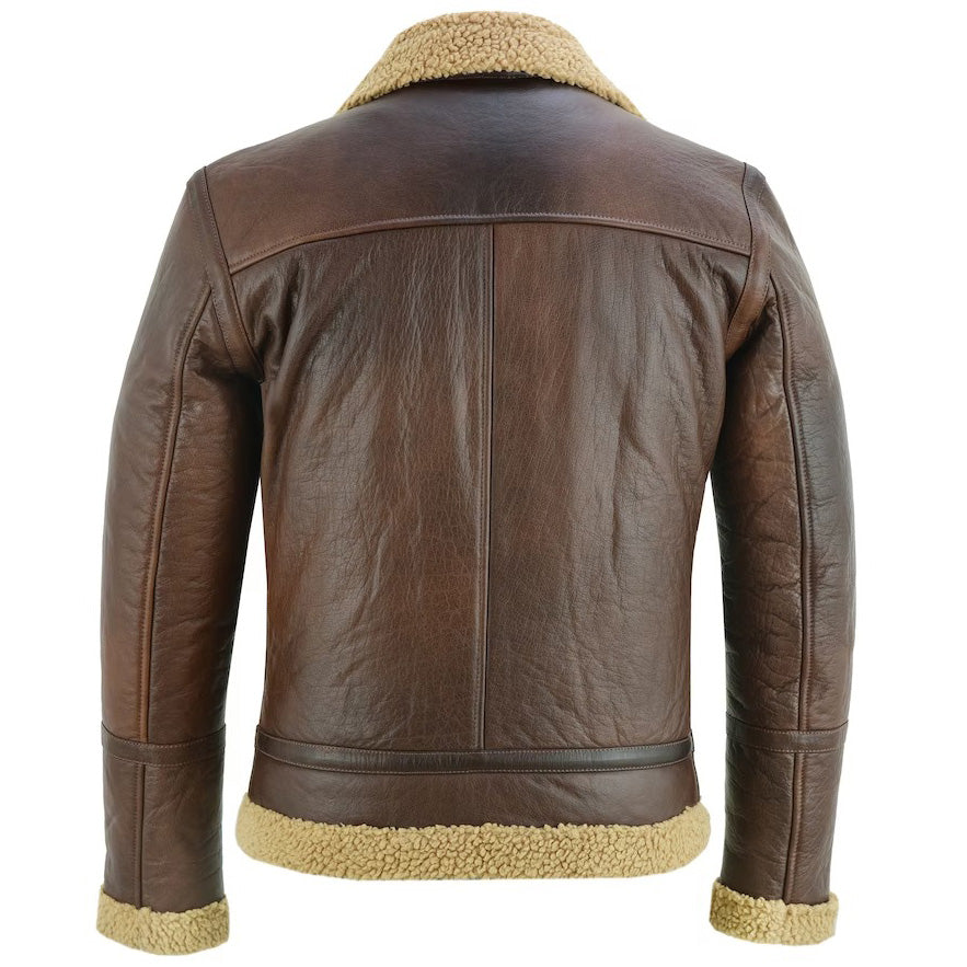 Men's Aviator Style Brown Bomber Flying Pilot Fur Jacket