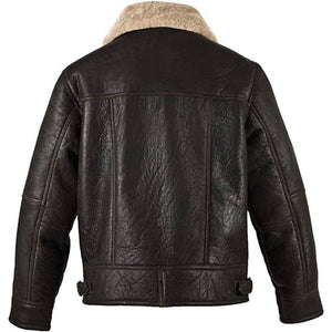 Men's B3 Bomber Jacket - Dark Distressed Brown Fur Shearling Leather Coat