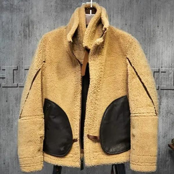 Mens B3 RAF Flight Bomber Coat Shearling Fur Jacket