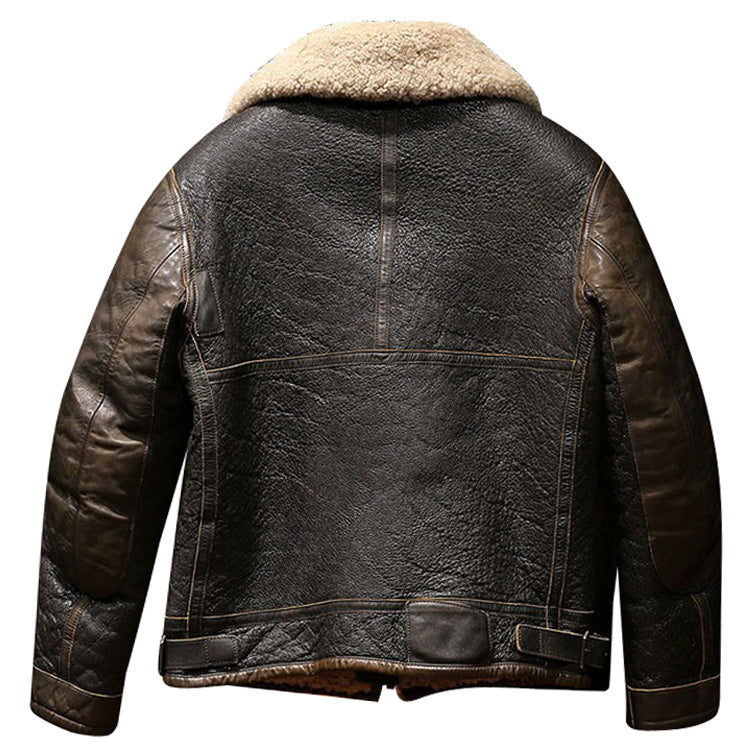 Mens B3 Shearling Bomber Jacket Military Pilot Fur Coat