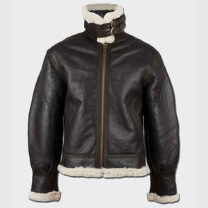 Mens Black B3 Aviator Shearling Leather Jacket