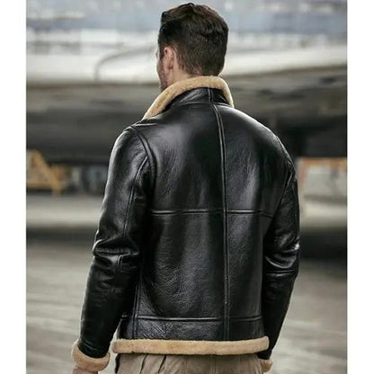 Men's Black B3 RAF Aviator Shearling Leather Jacket