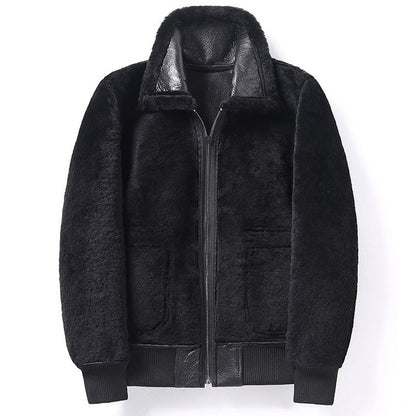 Mens Black B6 Pilot Aviator Shearling Sheepskin Jacket