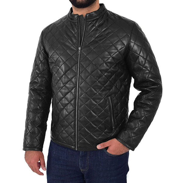 Mens Black Quilted Jacket