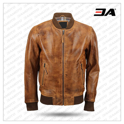 Men’s Bomber Lambskin Leather Jacket, luxurious and soft design for men.