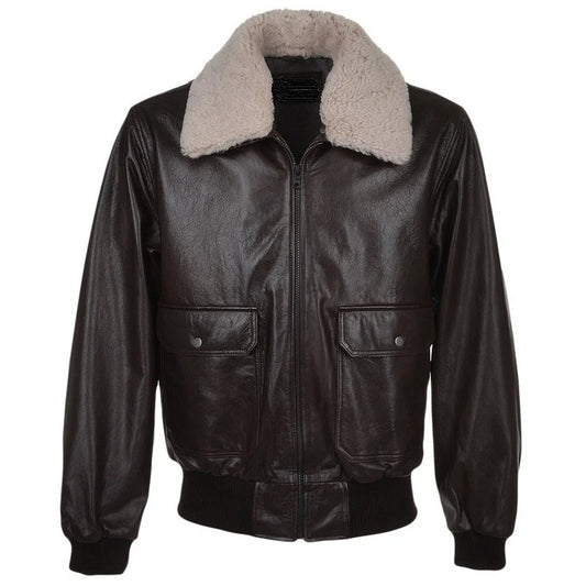 Mens Bomber Leather Flight Jacket - Fashion Leather Jackets USA - 3AMOTO