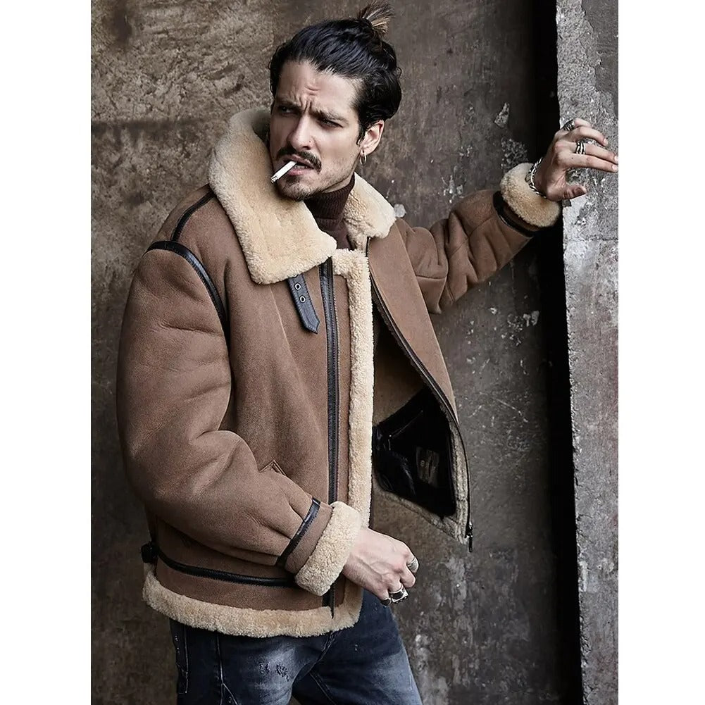 Denny&Dora Mens Sheepskin Shearling Jacket B-7 Sheepskin