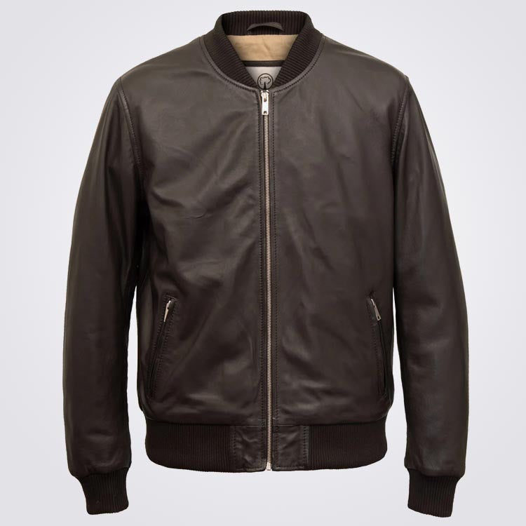 Men's Brown Bomber Leather Jacket