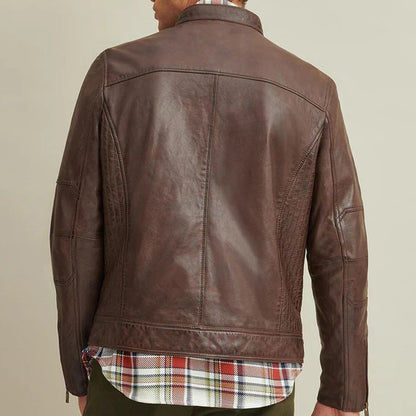 Mens Brown Leather Motorbike Jacket